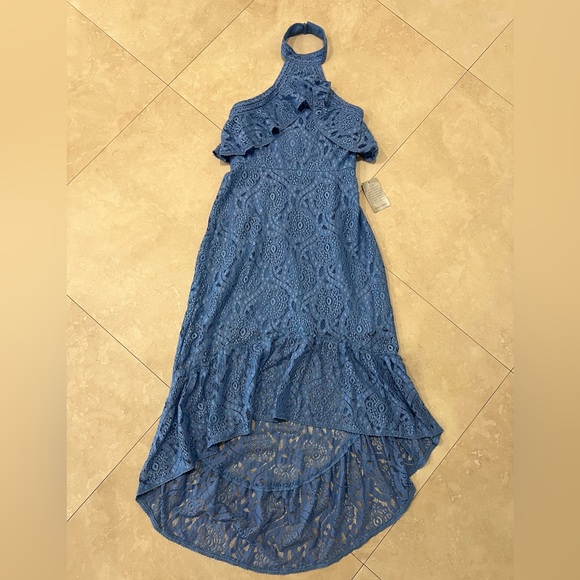 NWT Chelsea 28 Blue Asymmetrical Lace Dress - Picture 5 of 6